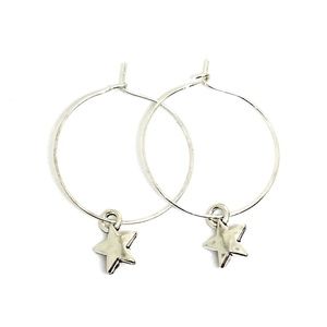 Mini Silver Star Hoop Earrings